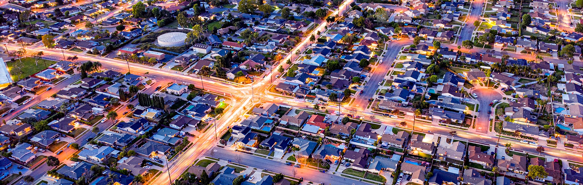 city-homes-aerial-night