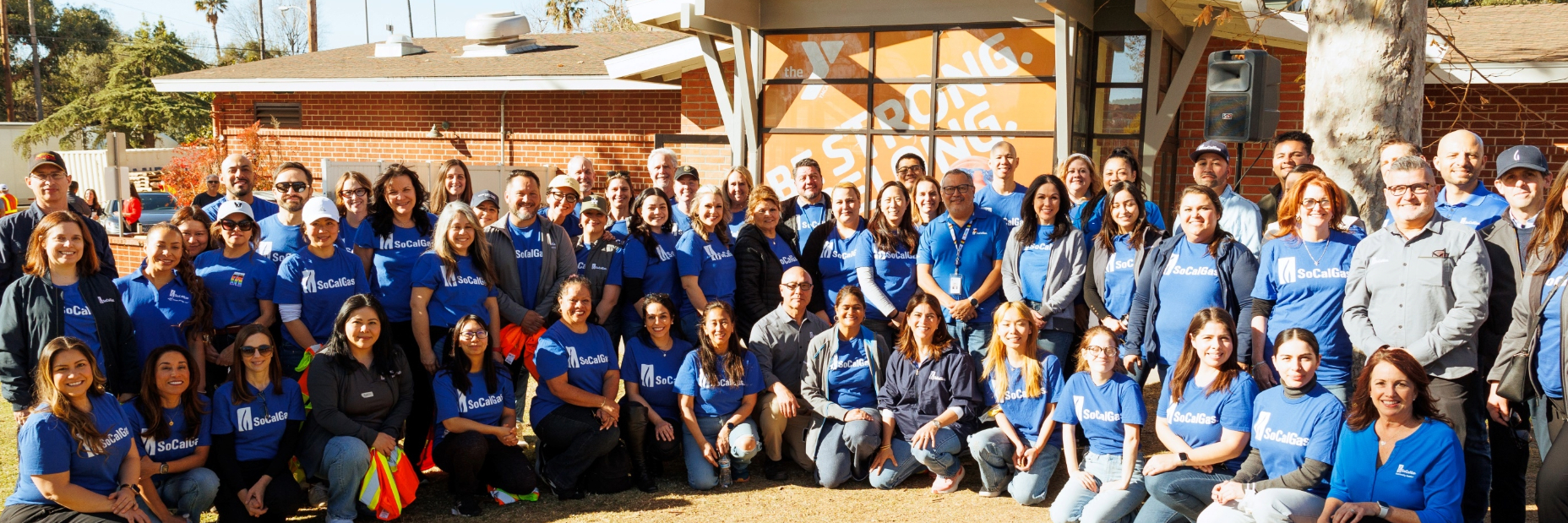 SoCalGas Volunteers posing for photo in front of the YMCA